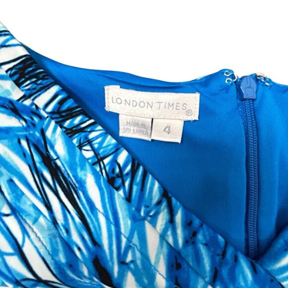 🆕 London Times Bandeau Dress Womens Size 4 Tropical Stretch Form Fitted NWT - Picture 5 of 13